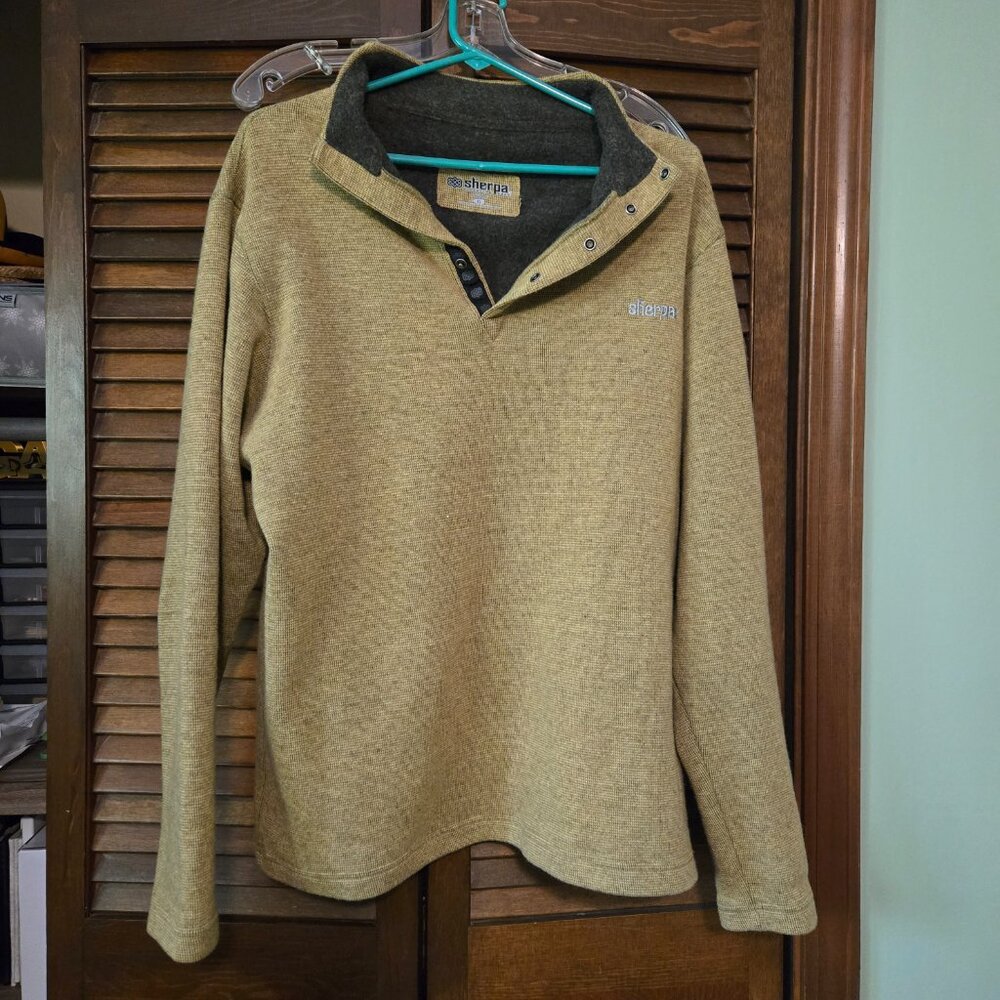 Mens Sherpa Adventure Gear Wool Pullover 1/4 Button Sweater - XL